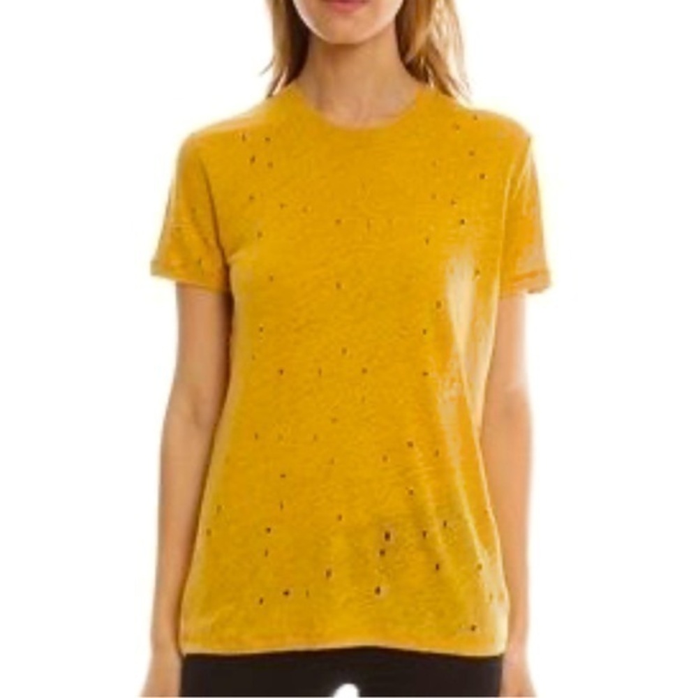 Emma & Sam holes all over distressed t-shirt tee in yellow mustard size M